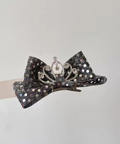 Original Design Black Alloy Zircon Bow Sequins Crown Kids Hairpin YG037 ABC