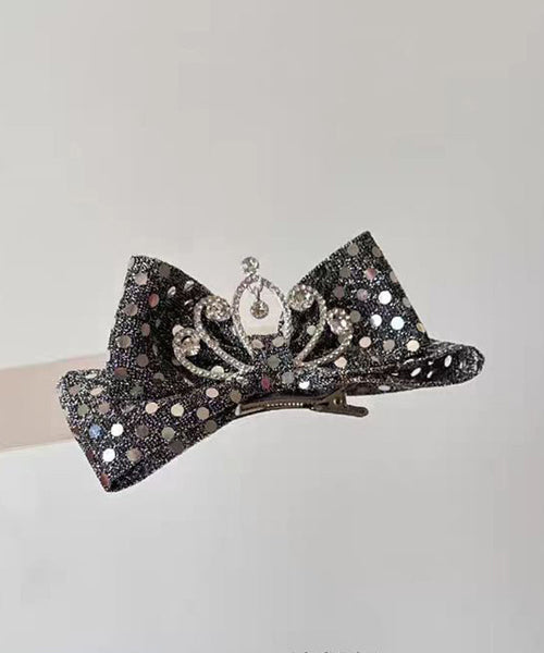 Original Design Black Alloy Zircon Bow Sequins Crown Kids Hairpin YG037 ABC