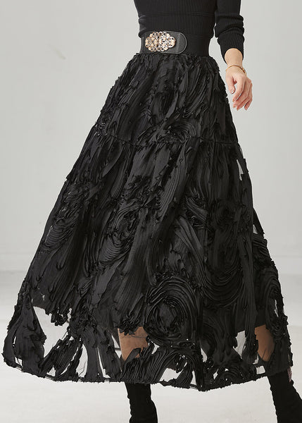 Original Design Black Exra Large Hem Cotton Skirt Spring YU1024 Ada Fashion