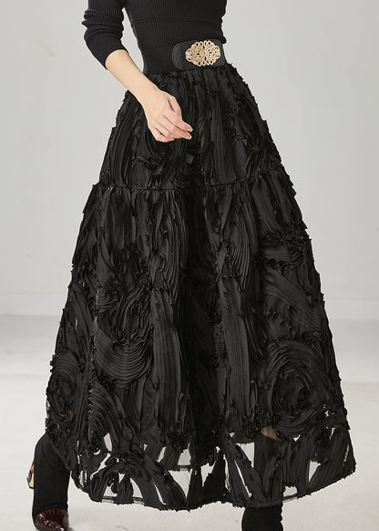 Original Design Black Exra Large Hem Cotton Skirt Spring YU1024 Ada Fashion