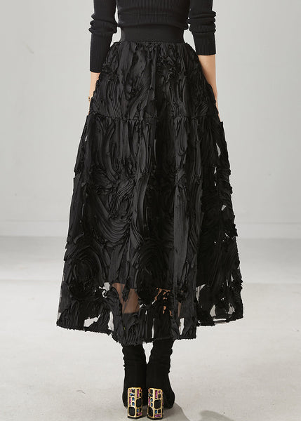 Original Design Black Exra Large Hem Cotton Skirt Spring YU1024 Ada Fashion