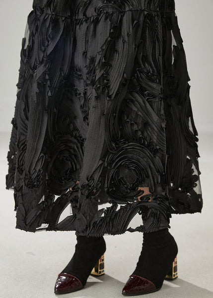 Original Design Black Exra Large Hem Cotton Skirt Spring YU1024 Ada Fashion