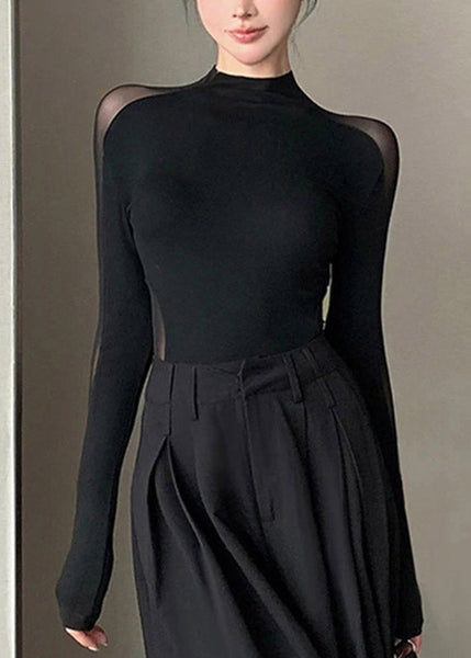 Black Tops Design Spring Flattering Original Tulle FashionChic