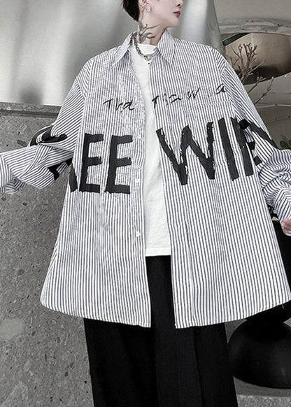 Original Design Black Striped Graphic Cotton Men Shirts Fall RO013 ABC