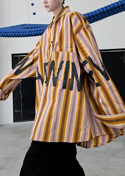 Original Design Black Striped Graphic Cotton Men Shirts Fall RO013 ABC