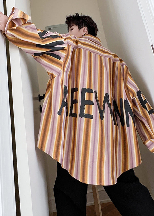 Original Design Black Striped Graphic Cotton Men Shirts Fall RO013 ABC