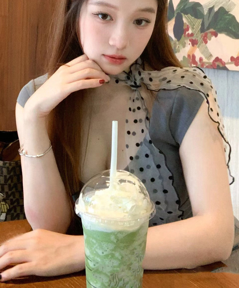 Original Design Black Tulle Dot Print Thin Silk Scarf YA009 ABC