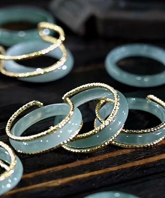 Original Design Blue 14K Gold Jade Rings RB016 ABC