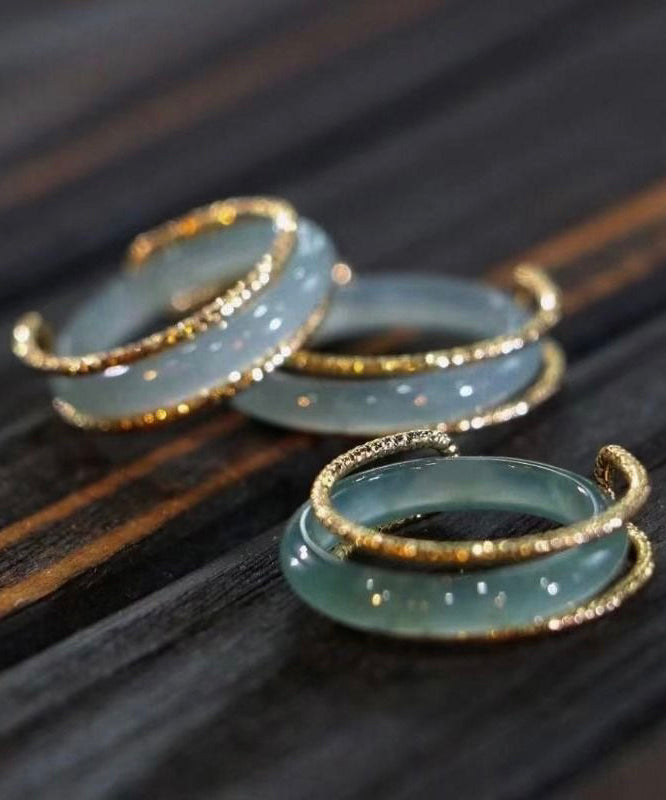 Original Design Blue 14K Gold Jade Rings RB016 ABC