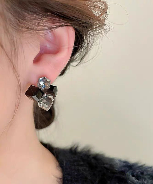 Design Cube Blue Crystal Sugar Stud Alloy Original Asymmetrical FashionChic