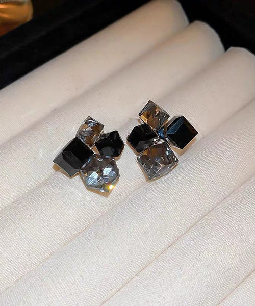 Design Cube Blue Crystal Sugar Stud Alloy Original Asymmetrical FashionChic