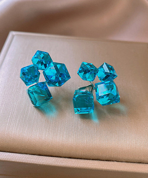 Design Cube Blue Crystal Sugar Stud Alloy Original Asymmetrical FashionChic