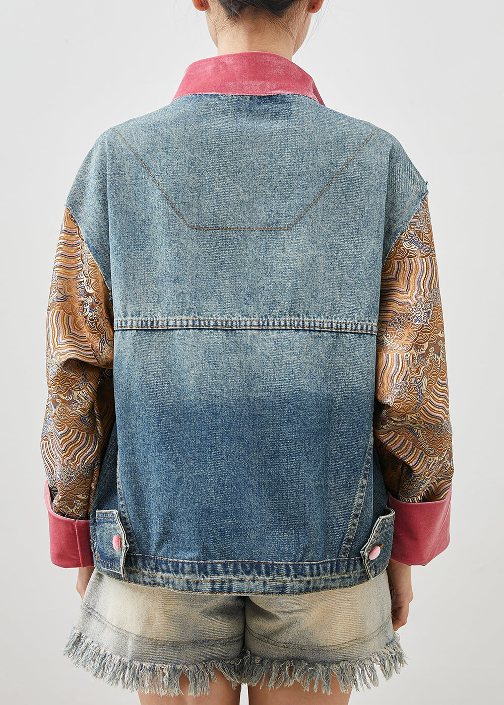 Original Design Blue Oversized Patchwork Denim Jacket Spring YU1060 Ada Fashion