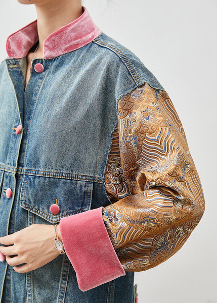 Original Design Blue Oversized Patchwork Denim Jacket Spring YU1060 Ada Fashion
