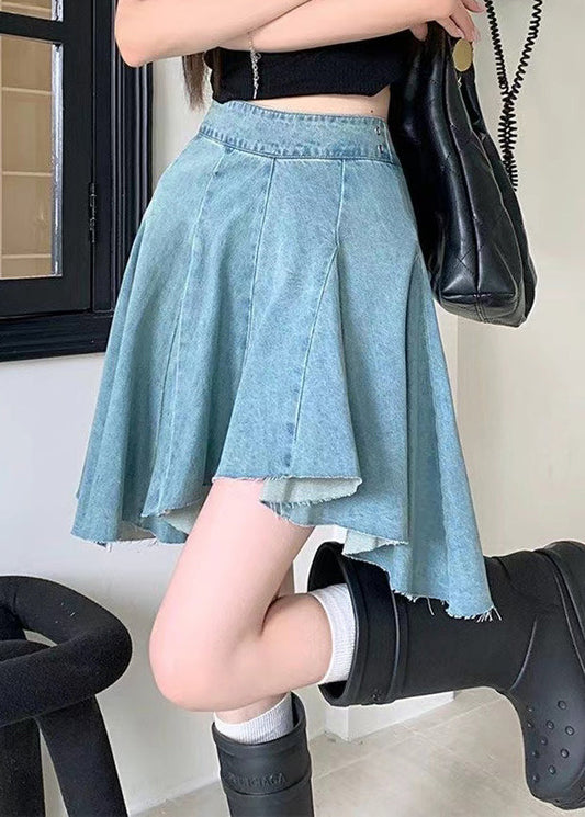 Original Design Blue Solid High Waist Denim Skirts Summer QF057 Men-SKTS241016