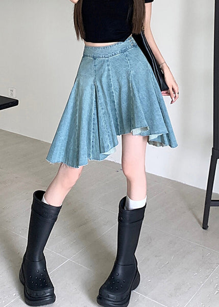 Original Design Blue Solid High Waist Denim Skirts Summer QF057 Men-SKTS241016
