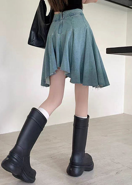 Original Design Blue Solid High Waist Denim Skirts Summer QF057 Men-SKTS241016