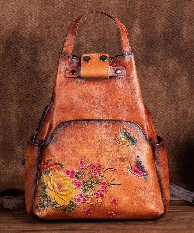 Original Design Brown Cowhide Embossed Backpack Bag HJ1016 Ada Fashion