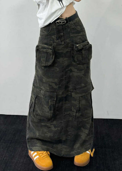 Original Design Camouflage Pockets Denim Maxi Skirts Fall WP061 NZ-SKTS241107