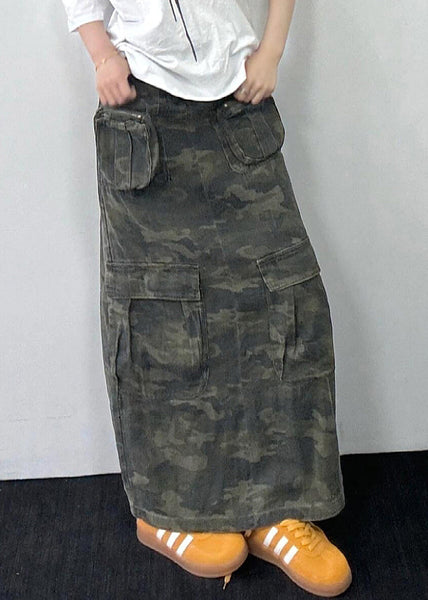 Original Design Camouflage Pockets Denim Maxi Skirts Fall WP061 NZ-SKTS241107