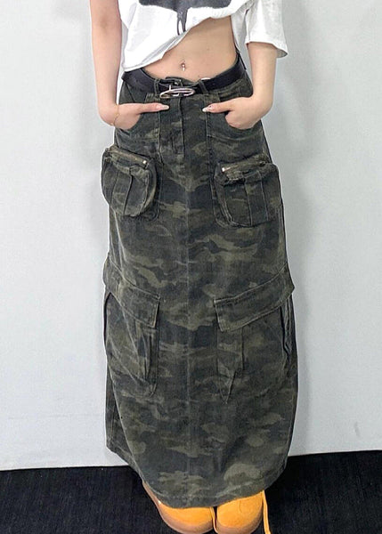 Original Design Camouflage Pockets Denim Maxi Skirts Fall WP061 NZ-SKTS241107