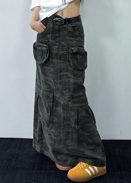 Original Design Camouflage Pockets Denim Maxi Skirts Fall WP061 NZ-SKTS241107