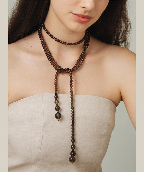 Original Design Chocolate Alloy Crystal Beadin Gratuated Bead Necklace YU001 ABC