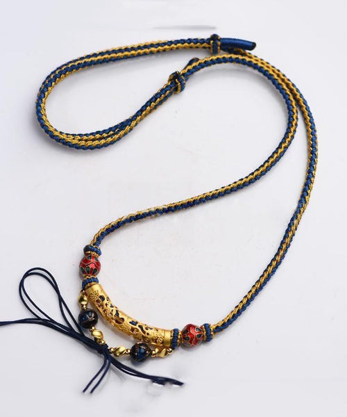 Original Design Colorblock Sterling Silver Overgild Beeswax Roundel Pendant Necklace GH1059 Ada Fashion