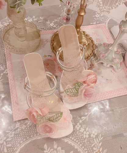 Original Slide Sandals Peep Zircon Butterfly Design Toe Flower FashionChic