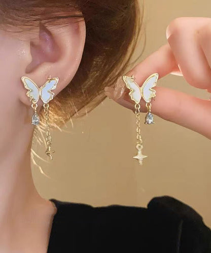 Original Design Gold Alloy Pearl Butterfly Star Tassel Drop Earrings WH048 JEW-EAR241116