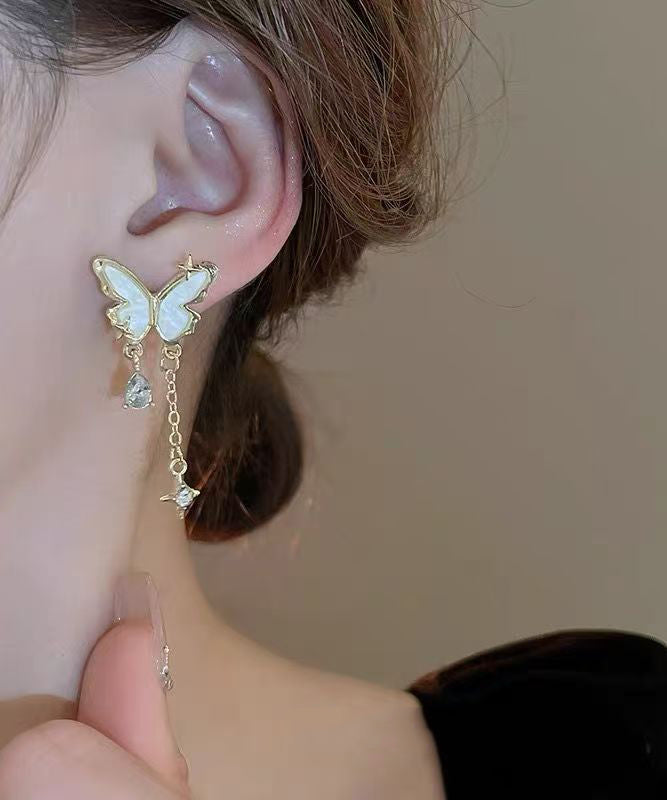 Original Design Gold Alloy Pearl Butterfly Star Tassel Drop Earrings WH048 JEW-EAR241116