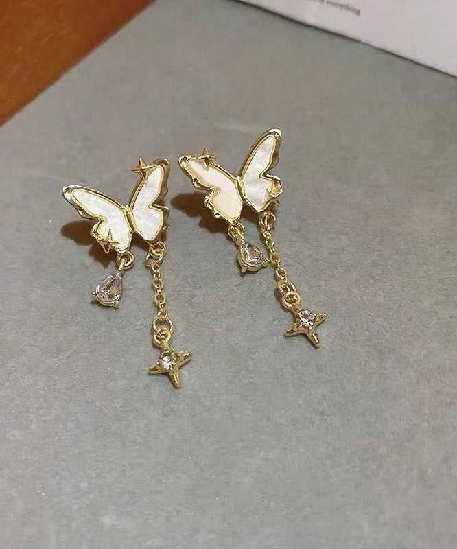 Original Design Gold Alloy Pearl Butterfly Star Tassel Drop Earrings WH048 JEW-EAR241116