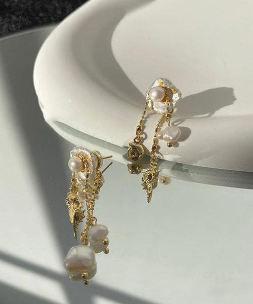 Design Drop Gold Conch Alloy Tassel Pearl Original Copper FashionChic