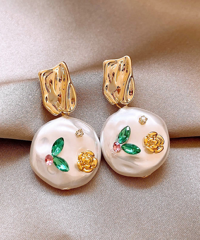 Design Gold Original Copper Alloy Earrings Drop Pearl FashionChic