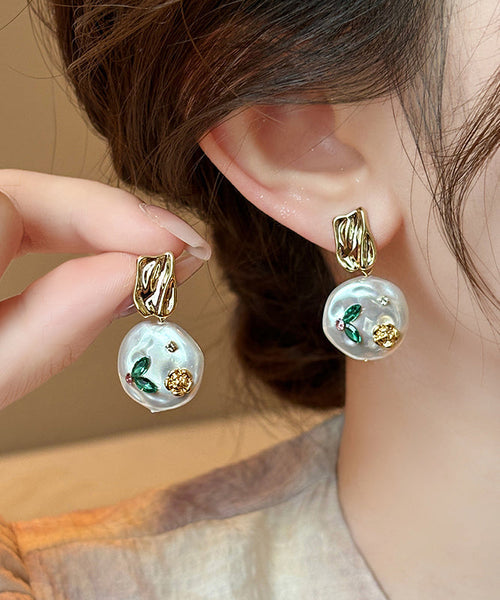 Design Gold Original Copper Alloy Earrings Drop Pearl FashionChic