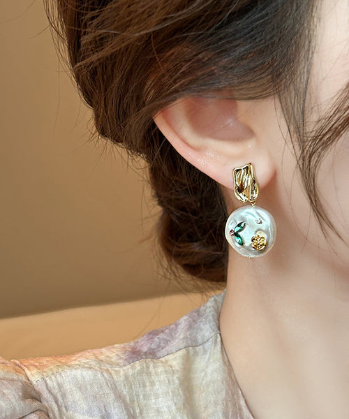 Design Gold Original Copper Alloy Earrings Drop Pearl FashionChic