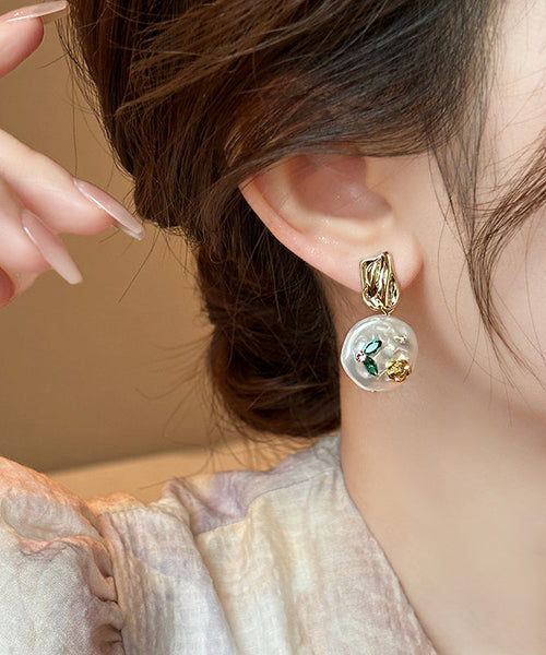 Design Gold Original Copper Alloy Earrings Drop Pearl FashionChic