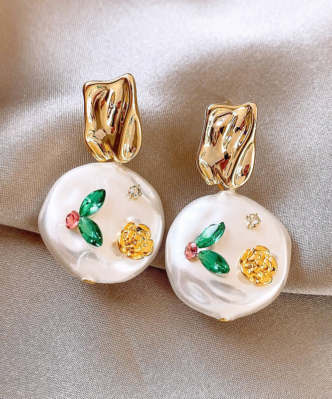 Design Gold Original Copper Alloy Earrings Drop Pearl FashionChic