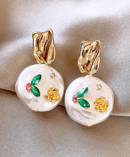 Design Gold Original Copper Alloy Earrings Drop Pearl FashionChic