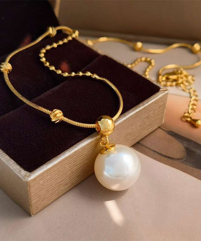 Original Design Gold Copper Alloy Pearl Pendant Necklace YI048 ABC