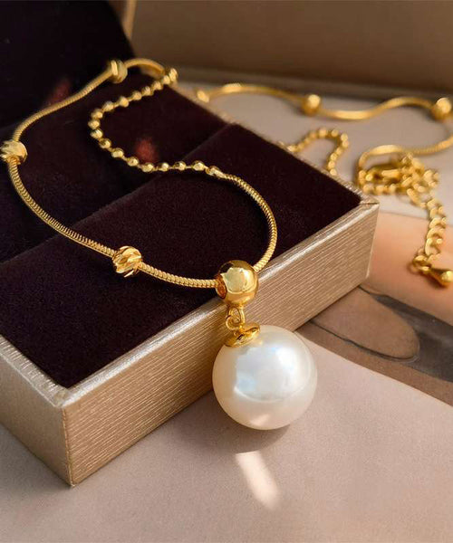 Original Design Gold Copper Alloy Pearl Pendant Necklace YI048 ABC