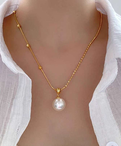 Original Design Gold Copper Alloy Pearl Pendant Necklace YI048 ABC