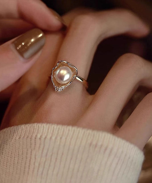 Gold Rings Original Design Pearl Copper Alloy FashionChic