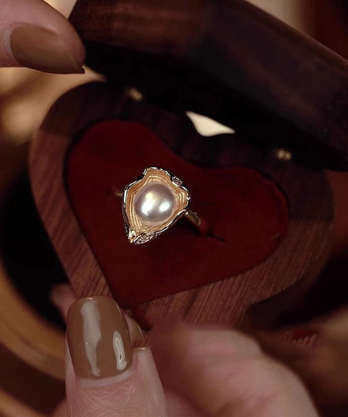 Gold Rings Original Design Pearl Copper Alloy FashionChic