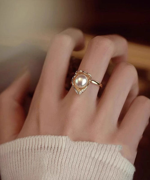 Gold Rings Original Design Pearl Copper Alloy FashionChic