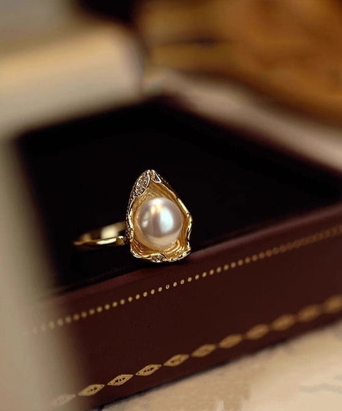 Gold Rings Original Design Pearl Copper Alloy FashionChic
