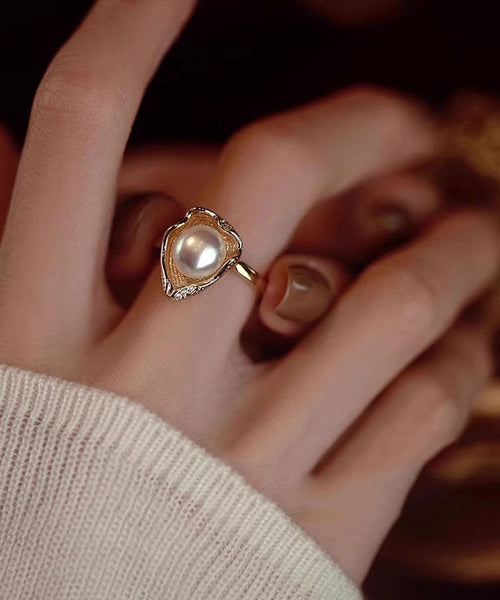 Gold Rings Original Design Pearl Copper Alloy FashionChic