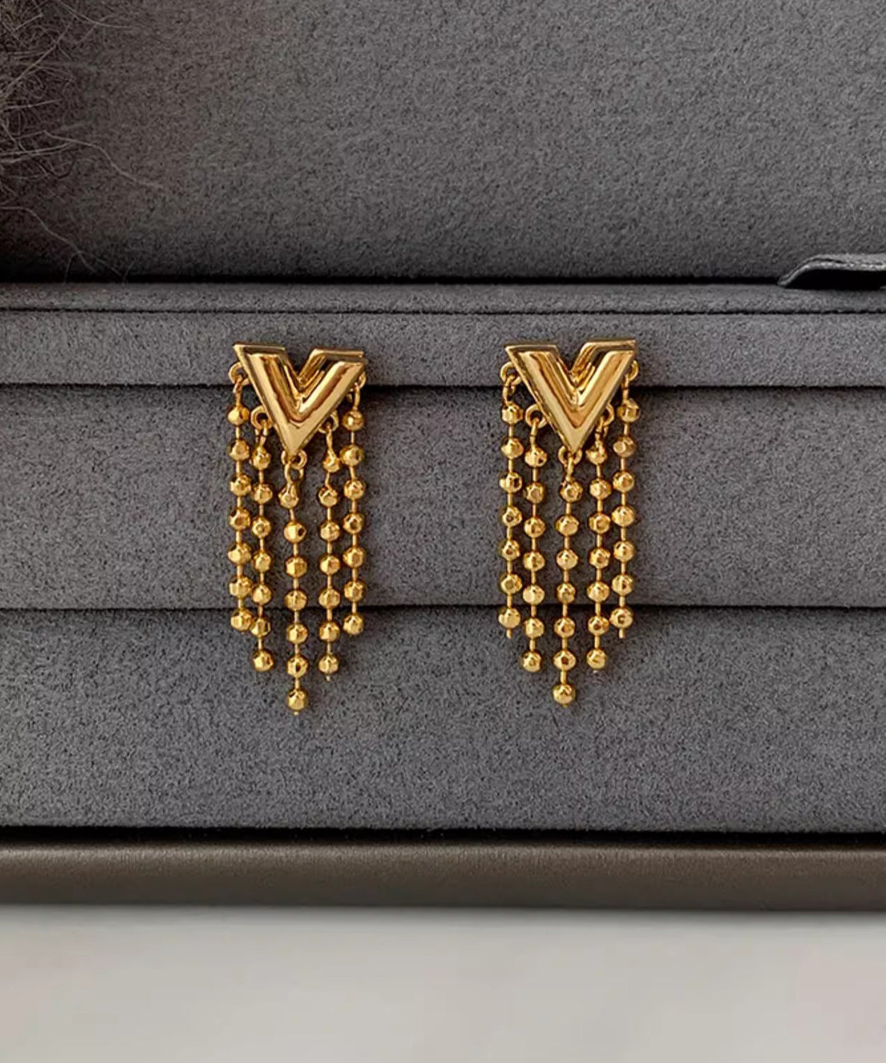 Design Original Earrings Tassel Gold V-Shaped Alloy Drop Copper FashionChic