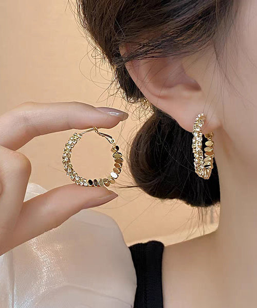 Silver Broken Copper Original Overgild Earrings Gold Design Hoop FashionChic