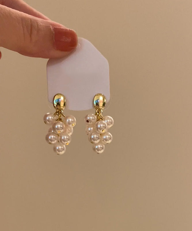 Drop Pearl Grape Gold Design Original Overgild Copper Earrings FashionChic